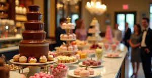 Cafe table filled with desserts and cakes